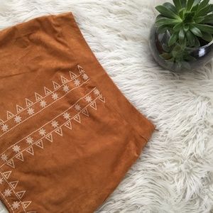Choies Suede Embroidered Skirt